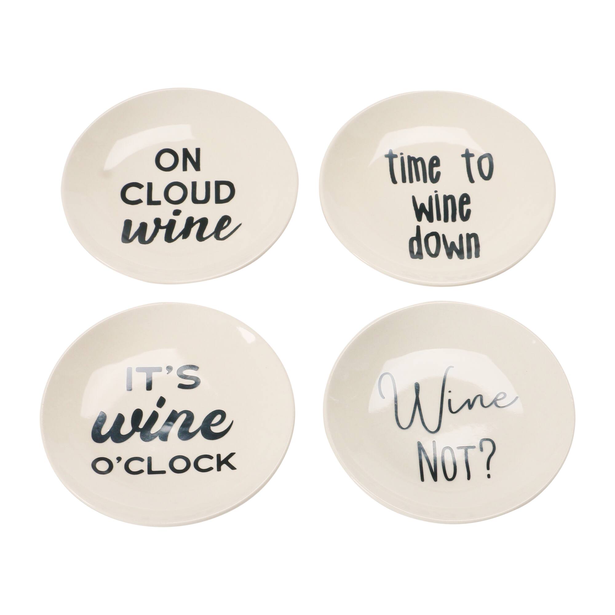 Hello Honey® 5" Wine Saying Stoneware Dishes, 4ct.